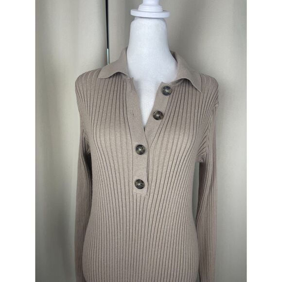 H&M Taupe Ribbed Knit Maxi Sweater Dress – Size XL - Picture 4 of 6